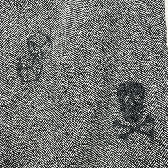 Teddy Fresh Wool Blend Doodle Pants 28x29 Gray Herringbone Streetwear Art Indie - Picture 6 of 13